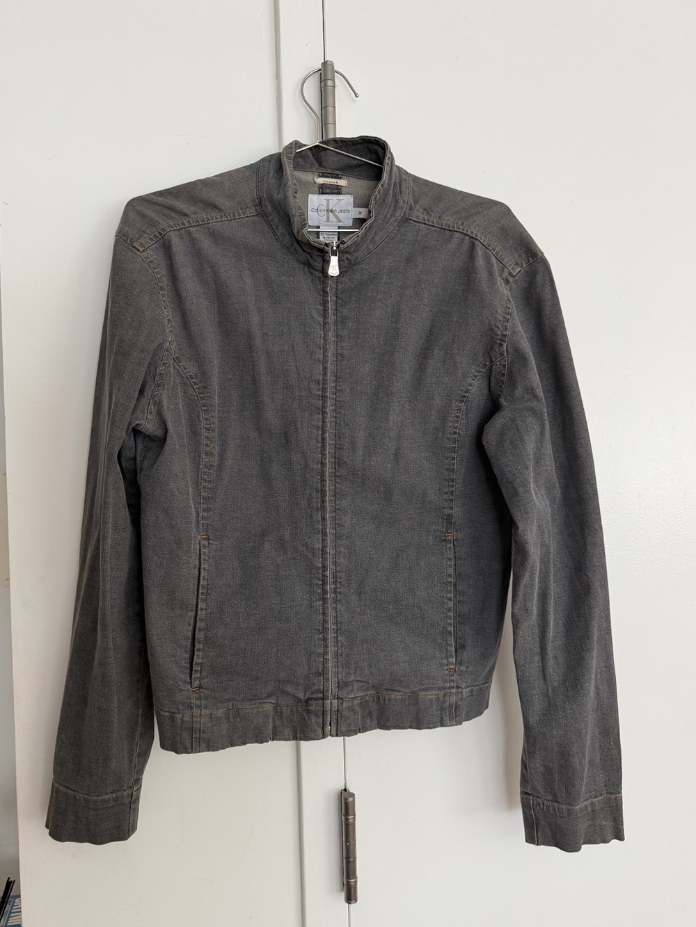 Vintage Calvin Klein Gray Zip-Up Bomber Jacket
